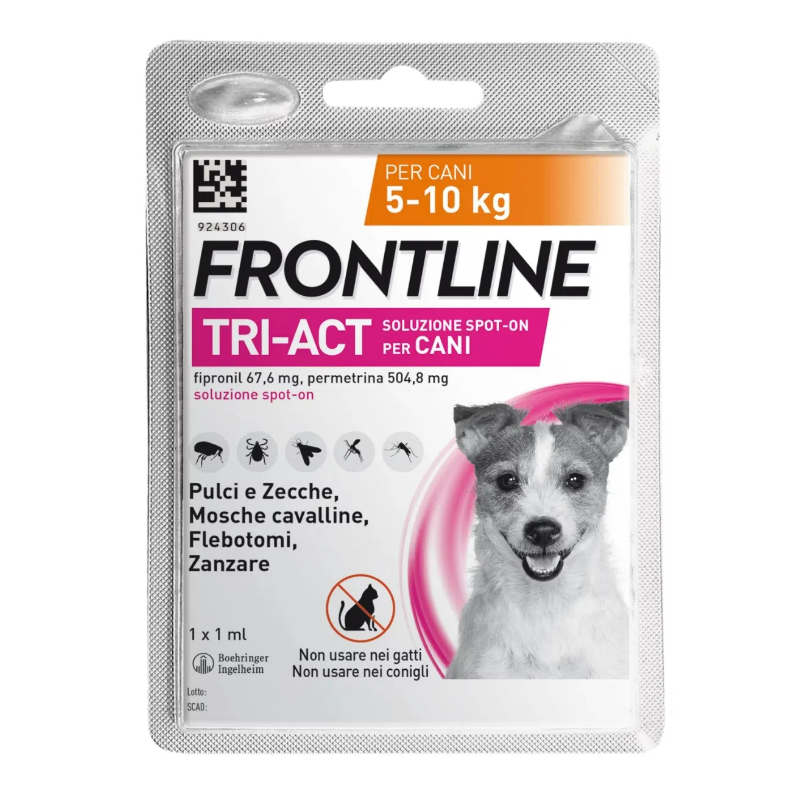 Frontline Tri-Act Antiparassitario per Cani 5-10Kg 1 Pipetta