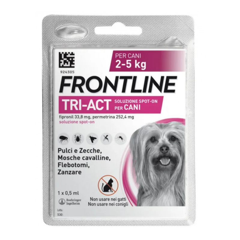 Frontline Tri-Act Antiparassitario per Cani 2-5Kg 1 Pipetta