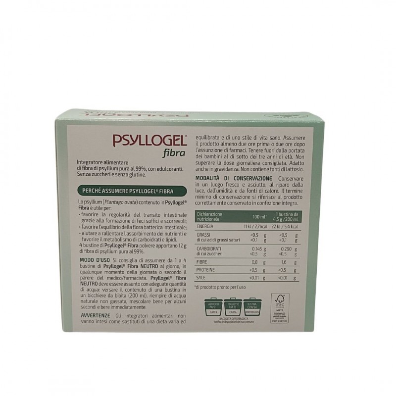 Psyllogel Fibra Gusto Neutro Integratore Flora Batterica 20 Bustine Psyllogel Fibra Gusto Neutro Integratore Flora Batterica 20 Bustine