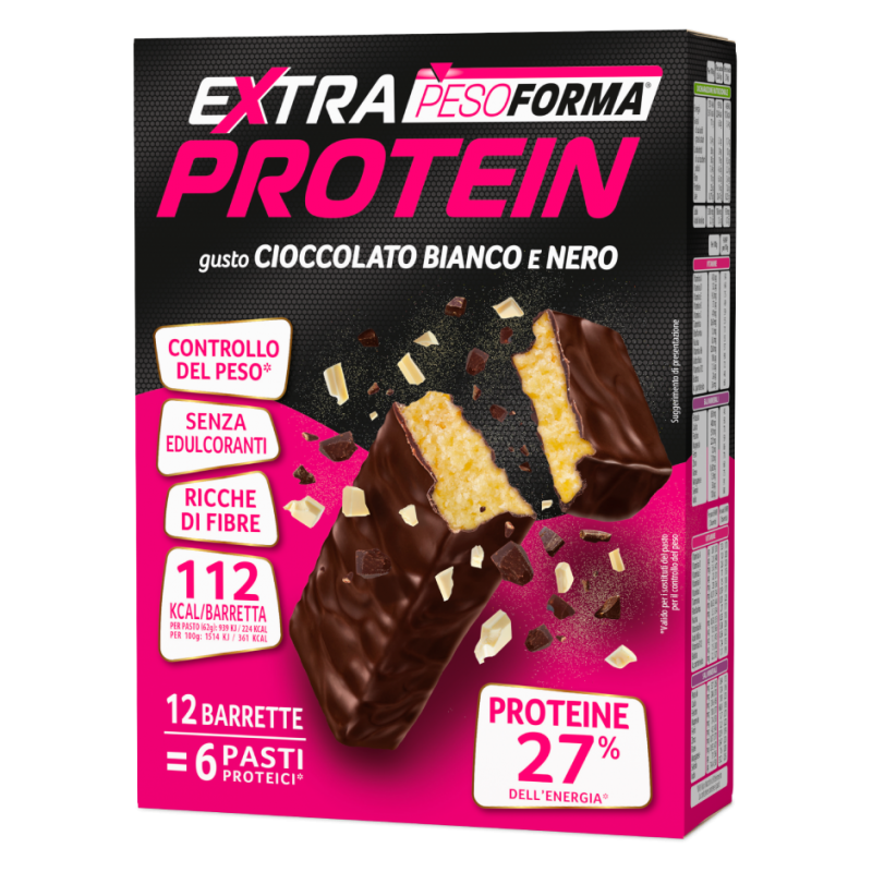 Pesoforma Extra Protein Barrette Cioccolato Bianco e Nero 12 Pezzi per 6 Pasti