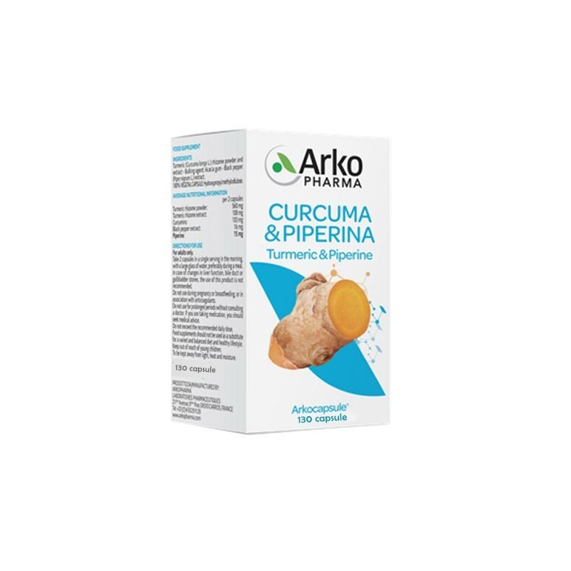 Arkocapsule Curcuma e Piperina Integratore per le Articolazioni 130 Capsule Arkocapsule Curcuma e Piperina Integratore per le Articolazioni 130 Capsule