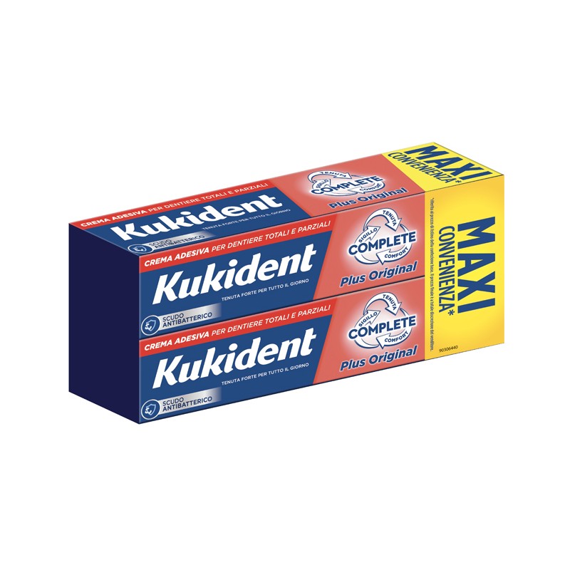 Kukident Complete Plus Classica Crema Adesiva Doppia Confezione per Dentiere 2x65g