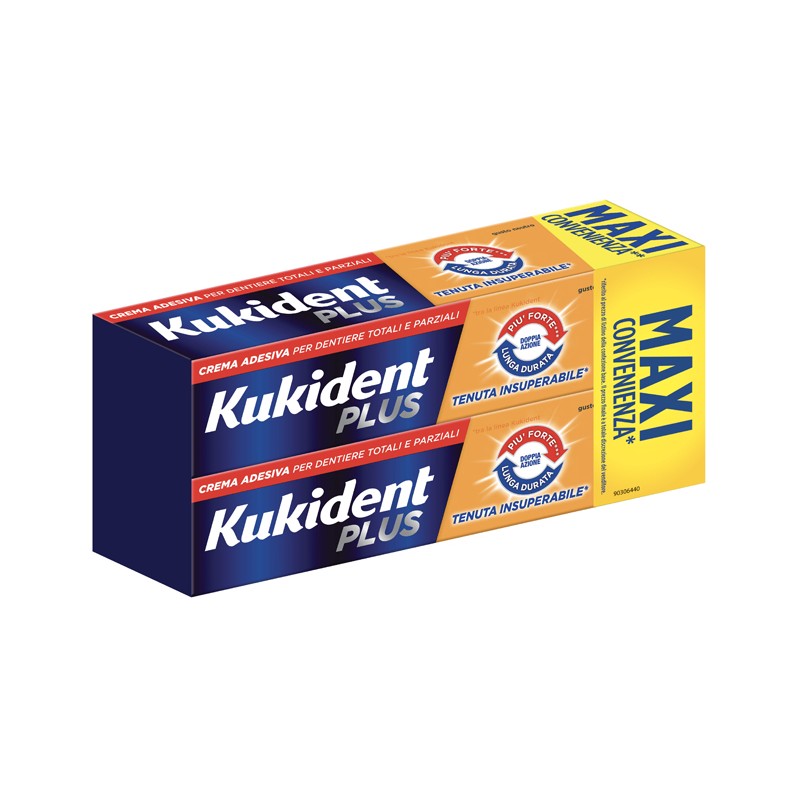 Kukident Plus Doppia Confezione Crema Adesiva Dentiere 2x65g