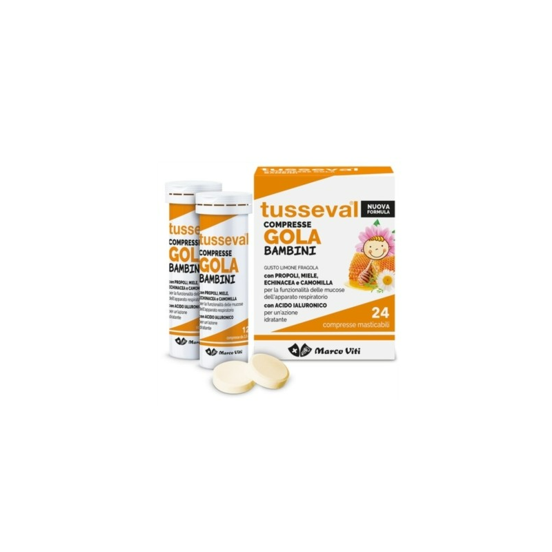 Tusseval Gola Bambini Integratore per Gola 24 Compresse Tusseval Gola Bambini Integratore per Gola 24 Compresse