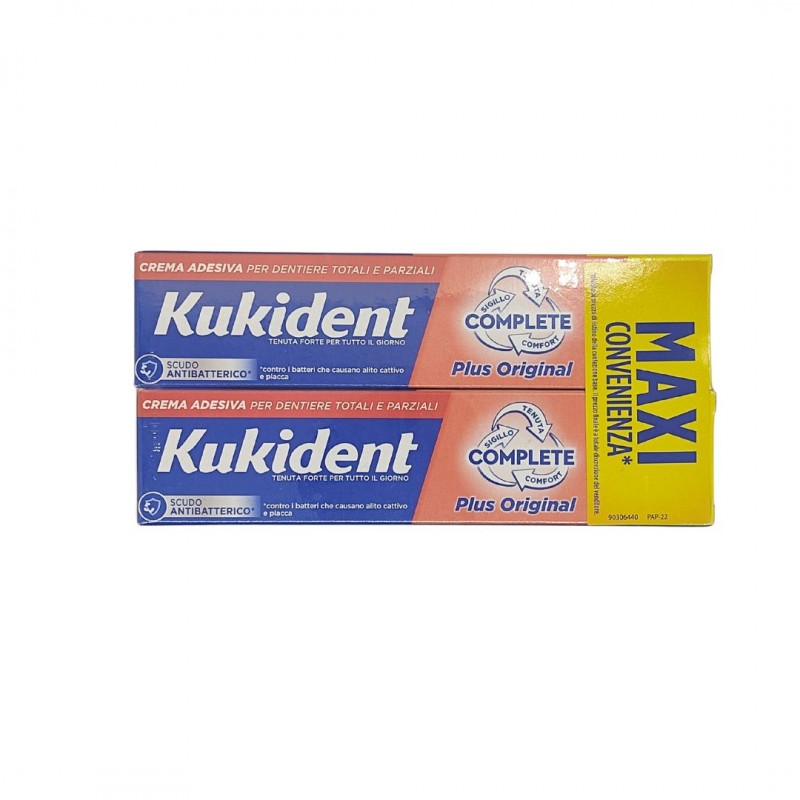 Kukident Complete Plus Classica Crema Adesiva Doppia Confezione per Dentiere 2x65g