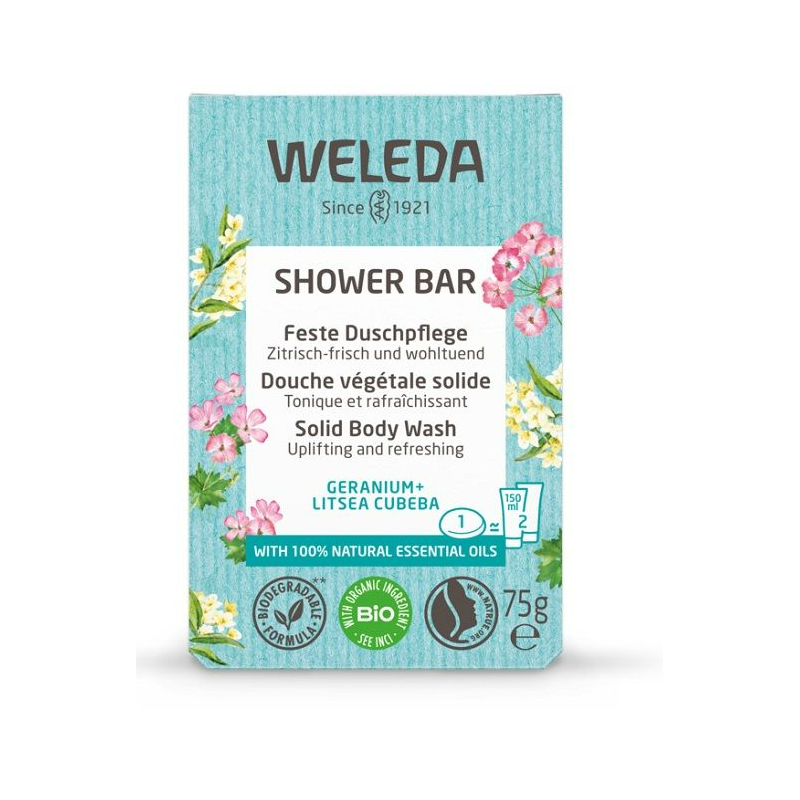 Weleda Shower Bar Saponetta Bagno Doccia Al Geranio e Litsea Cubeba 75grammi Weleda Shower Bar Saponetta Bagno Doccia Al Geranio e Litsea Cubeba 75grammi