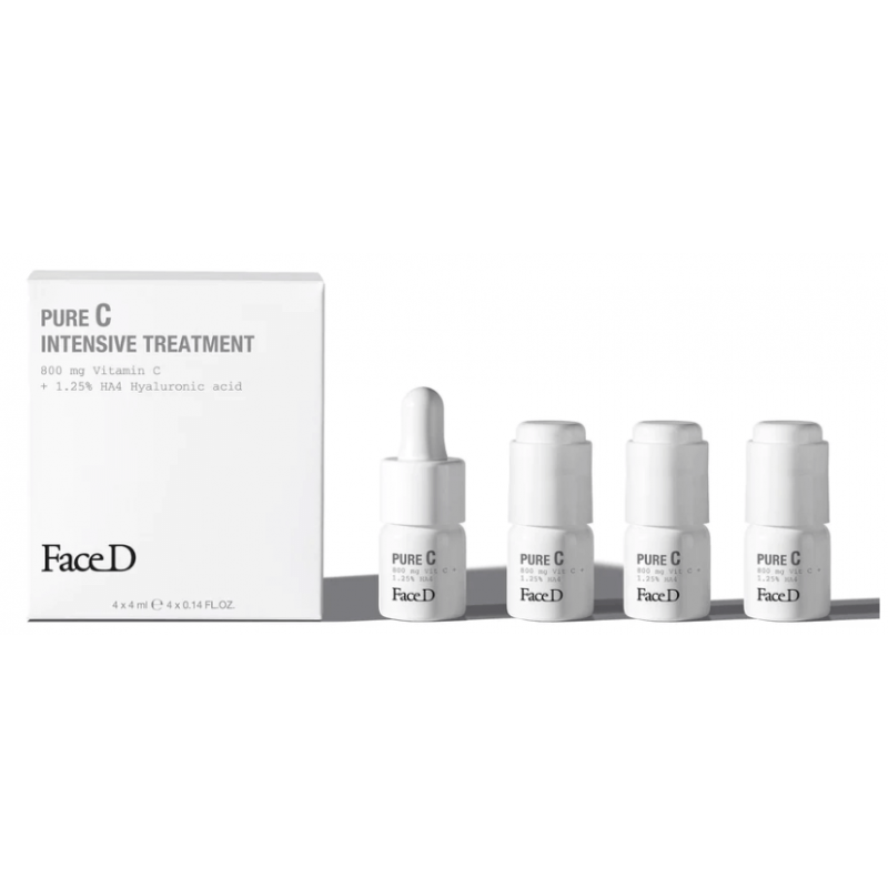 Face D Vitamina C Pura 16% in Acido Ialuronico Antirughe 4 Flaconcini da 4ml