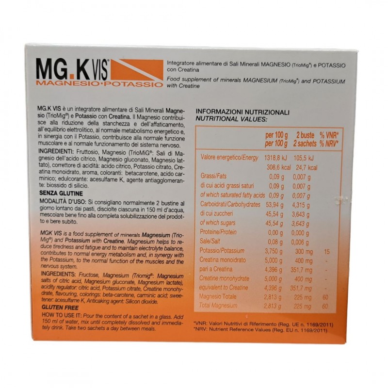 MGK Vis Magnesio e Potassio Integratore per Stanchezza 45 Bustine MGK Vis Magnesio e Potassio Integratore per Stanchezza 45 Bustine