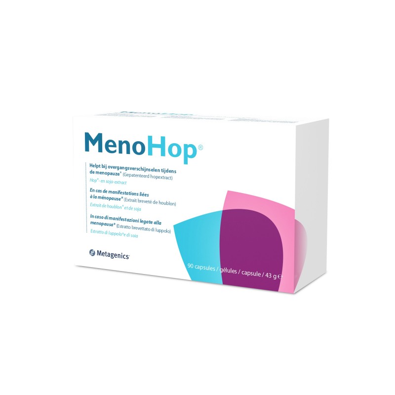 Metagenigs Menohop Integratore per la Menopausa 90 Capsule in blister contenuto in una scatola