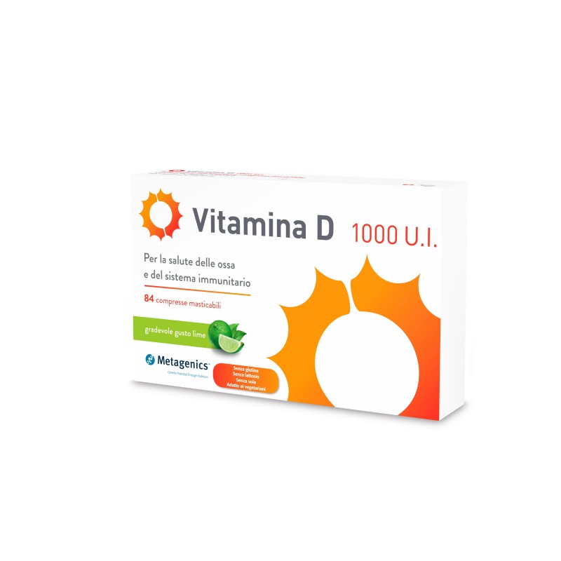 Metagenics Vitamina D 1000 U.I. Integratore con Vitamina D 84 Compresse Masticabili in blister contenuto in una scatola