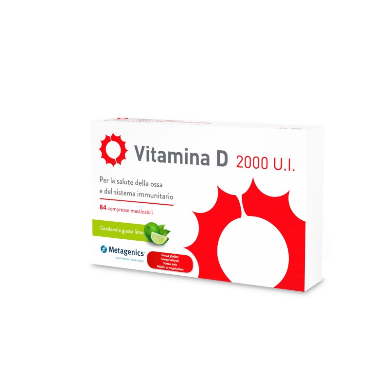 Metagenics Vitamina D 2000 U.I. 84 Compresse Masticabili in blister contenuto in una scatola