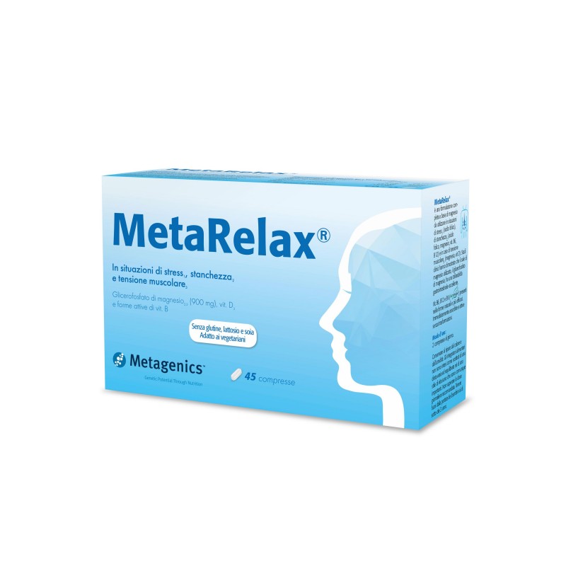 MetaRelax Integratore per Stress e Stanchezza 45 Compresse in blister contenuto in una scatola