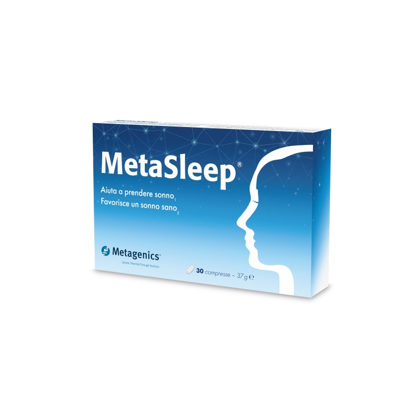 Metasleep Integratore per Dormire con Melatonina 1mg 30 Capsule in blister contenuto in una scatola