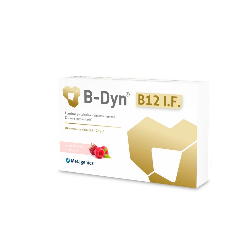 Metagenics B-Dyn Integratore Vitamina B12 Gusto Lampone 84 Compresse Masticabili in blister contenuto in una scatola