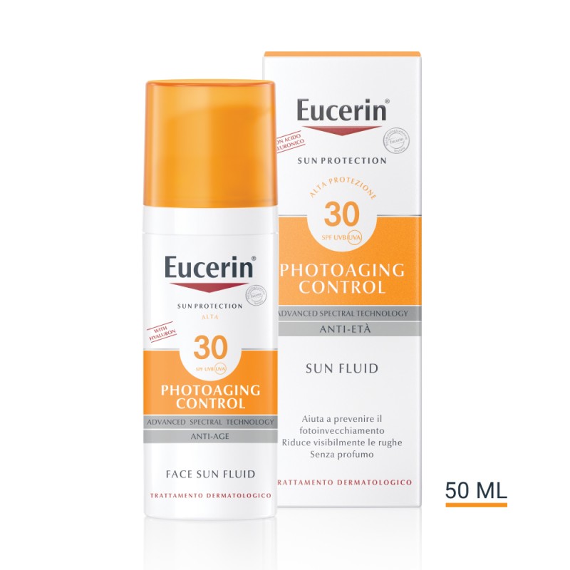 Eucerin Sun Fluid Anti-Age SPF30 Crema Solare Pelle 50ml Eucerin Sun Fluid Anti-Age SPF30 Crema Solare Pelle 50ml