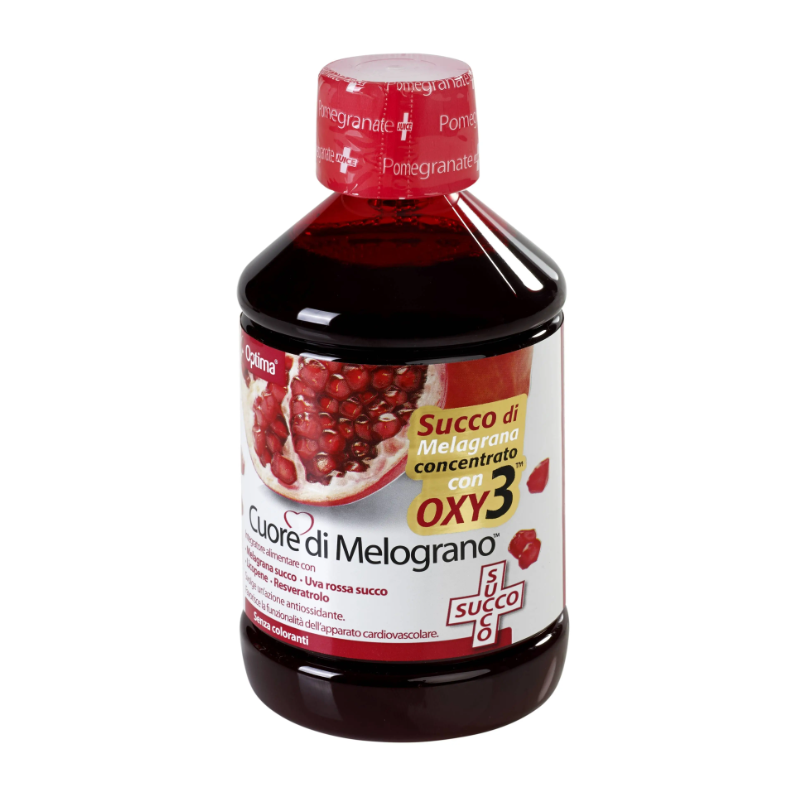 Cuore di Melograno Succo Integratore per Circolazione e Benessere 500ml Cuore di Melograno Succo Integratore per Circolazione e Benessere 500ml
