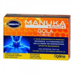 Optima Naturals Manuka Benefit Integratore Alimentare per Gola 20 Compresse Masticabili Optima Naturals Manuka Benefit Integratore Alimentare per Gola 20 Compresse Masticabili