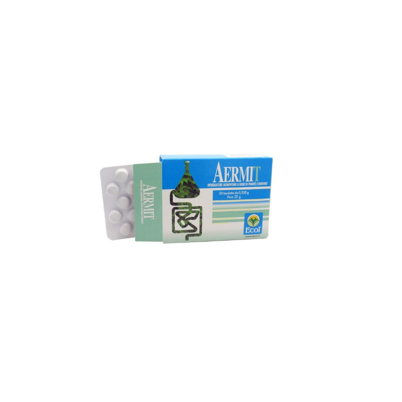 confezione Ecol Aermit Integratore per Gonfiore Intestinale 50 Tavolette Singole