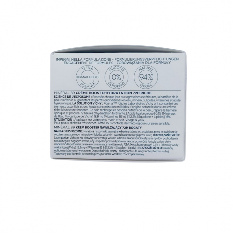 Vichy Mineral Crema Booster Idratante 72H Ricca 50ml