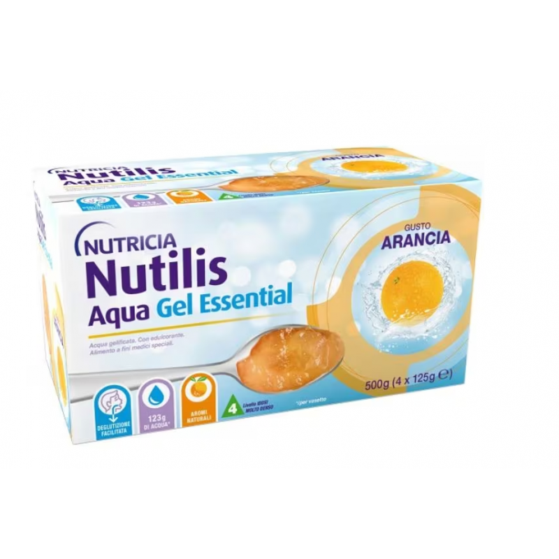 Nutricia Nutilis Aqua Essential Acqua Gelificata Gel Arancia 4x125grammi Nutricia Nutilis Aqua Essential Acqua Gelificata Gel Arancia 4x125grammi