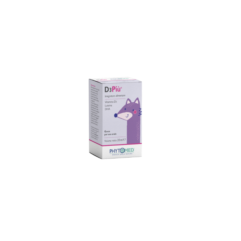 Scatola con D3 Più Vitamina D per Bambini Gocce 20ml Scatola con D3 Più Vitamina D per Bambini Gocce 20ml