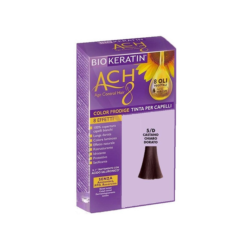 Biokeratin Ach8 Color Prodige 5/D Castano Chiaro Dorato per Colorazione Kit Completo Biokeratin Ach8 Color Prodige 5/D Castano Chiaro Dorato per Colorazione Kit Completo