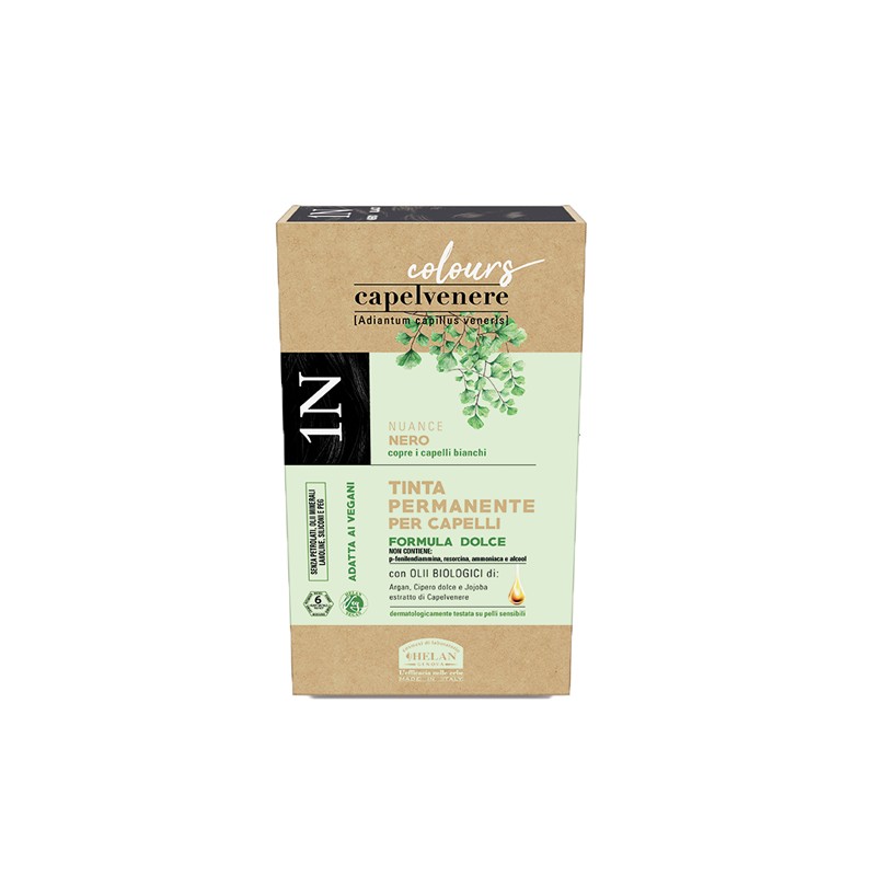 Capelvenere Colours Tinta Capelli 1N Nero per Capelli Sensibili Kit Completo Capelvenere Colours Tinta Capelli 1N Nero per Capelli Sensibili Kit Completo