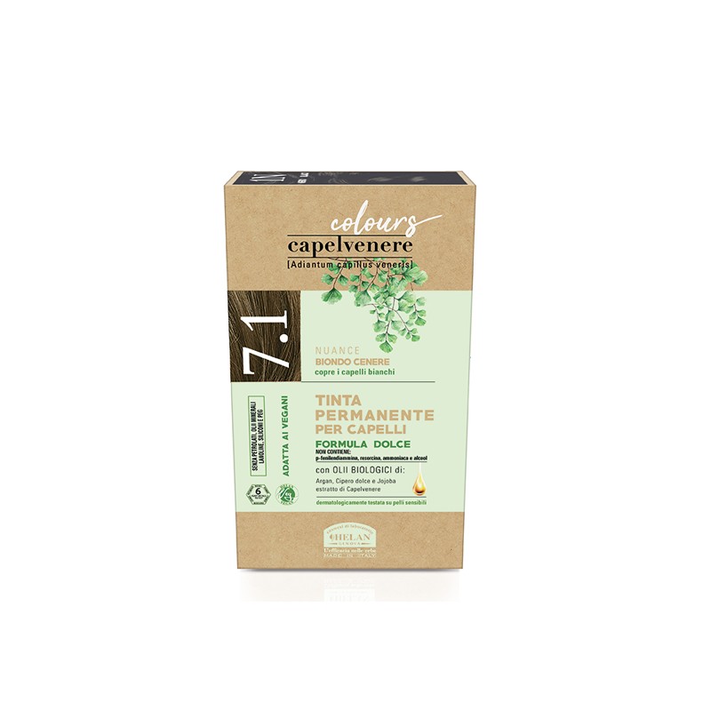 Capelvenere Colours Tinta Capelli 7,1N Biondo Cenere per Capelli Sensibili Kit Completo Capelvenere Colours Tinta Capelli 7,1N Biondo Cenere per Capelli Sensibili Kit Completo