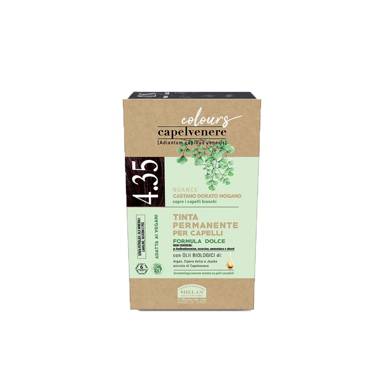 Capelvenere Colours Tinta Capelli 4,35N Castano Dorato Mogano per Capelli Sensibili Kit Completo Capelvenere Colours Tinta Capelli 4,35N Castano Dorato Mogano per Capelli Sensibili Kit Completo