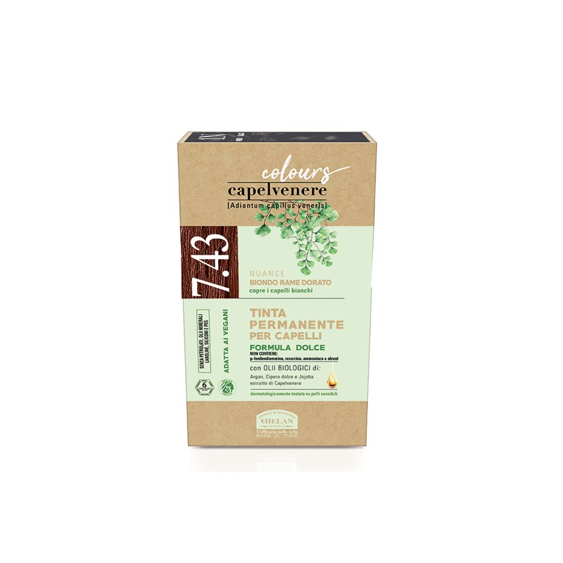 Capelvenere Colours Tinta Capelli 7,43N Biondo Rame Dorato per Capelli Sensibili Kit Completo Capelvenere Colours Tinta Capelli 7,43N Biondo Rame Dorato per Capelli Sensibili Kit Completo