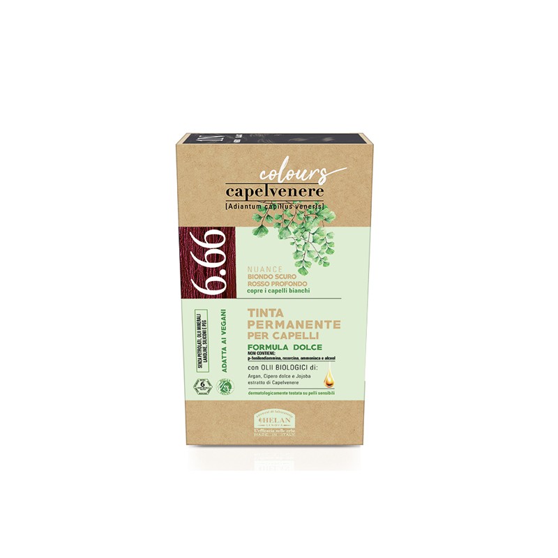 Capelvenere Colours Tinta Capelli 6,66N Biondo Scuro Rosso Profondo per Capelli Sensibili Kit Completo Capelvenere Colours Tinta Capelli 6,66N Biondo Scuro Rosso Profondo per Capelli Sensibili Kit Completo