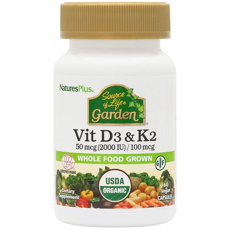 Natures Plus Vitamina D3 & K2 per Sistema Immunitario e Ossa 60 Capsule