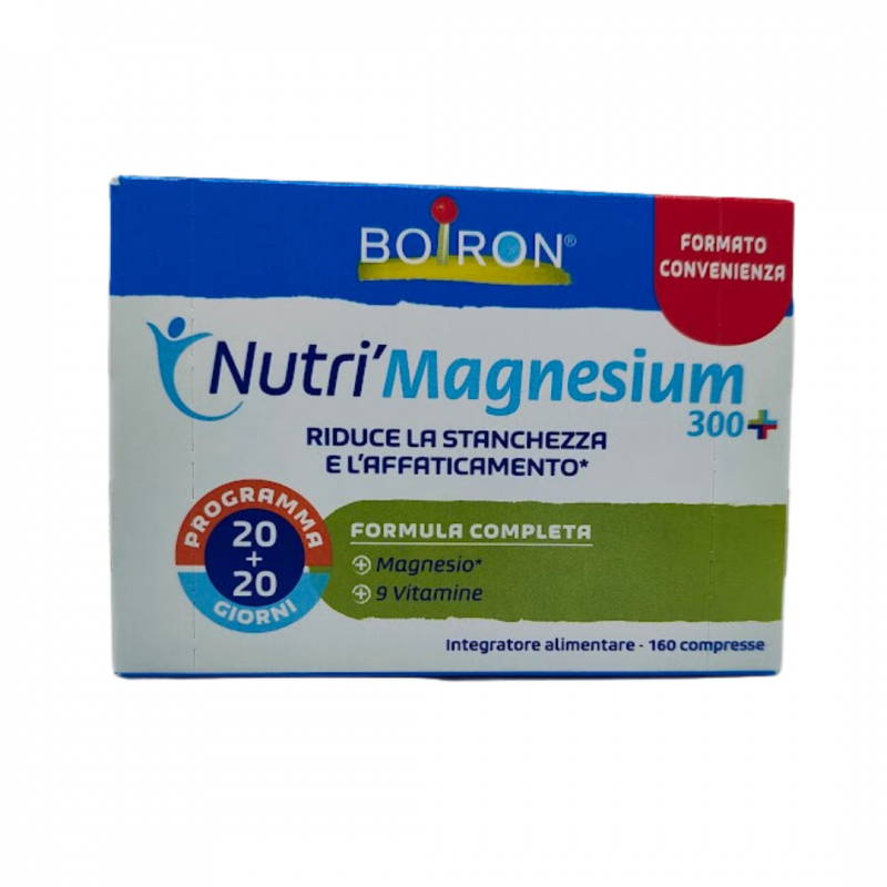 Foto Scatola Boiron Nutri'Magnesium 300+ Integratore per Stanchezza 160 Compresse