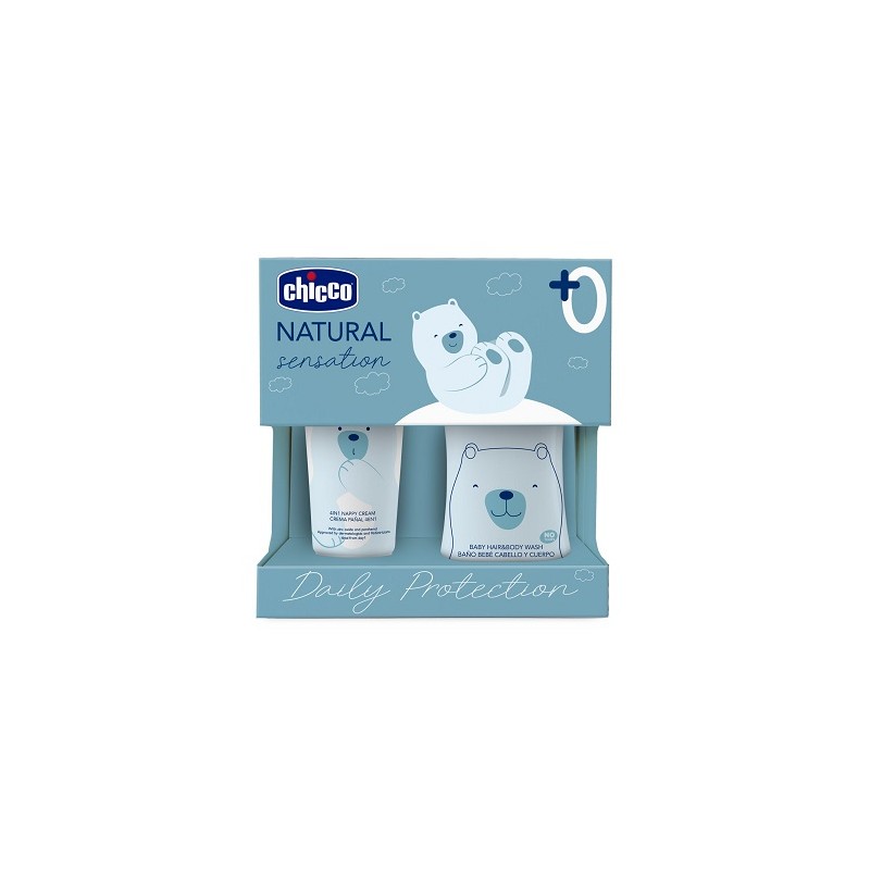 Confezione di Chicco Natural Sensations Kit Bagnoshampoo 200 ml + Pasta Lenitiva 100 ml