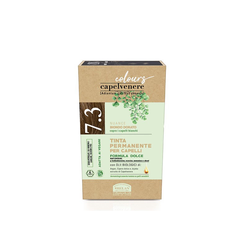 Capelvenere Colours Tinta Capelli 7,3N Biondo Dorato per Capelli Sensibili Kit Completo Capelvenere Colours Tinta Capelli 7,3N Biondo Dorato per Capelli Sensibili Kit Completo
