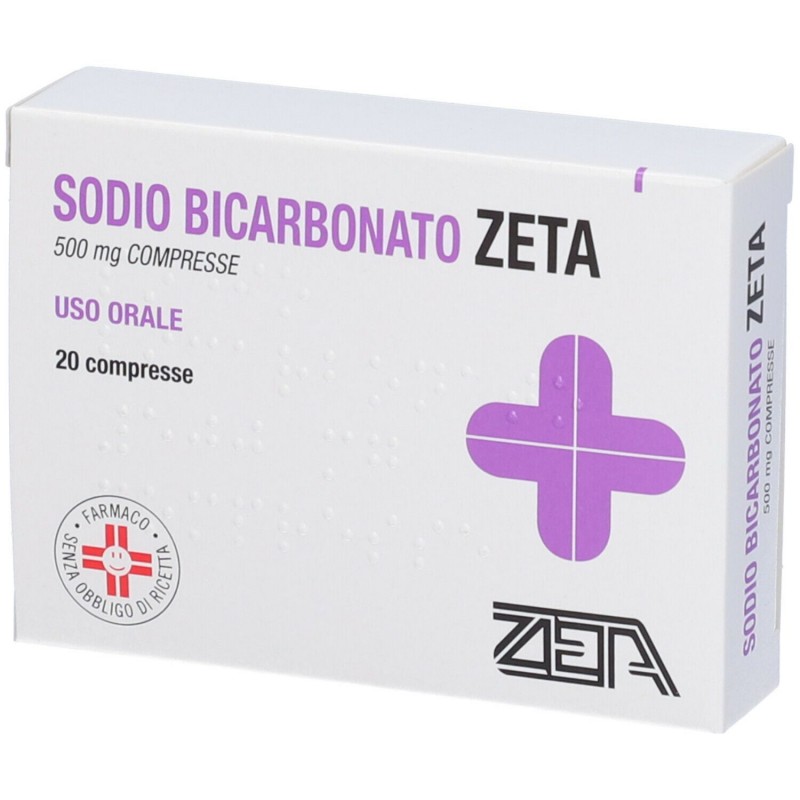 Sodio Bicarbonato Zeta 20 Compresse 500 Mg  per Acidità di Stomaco
