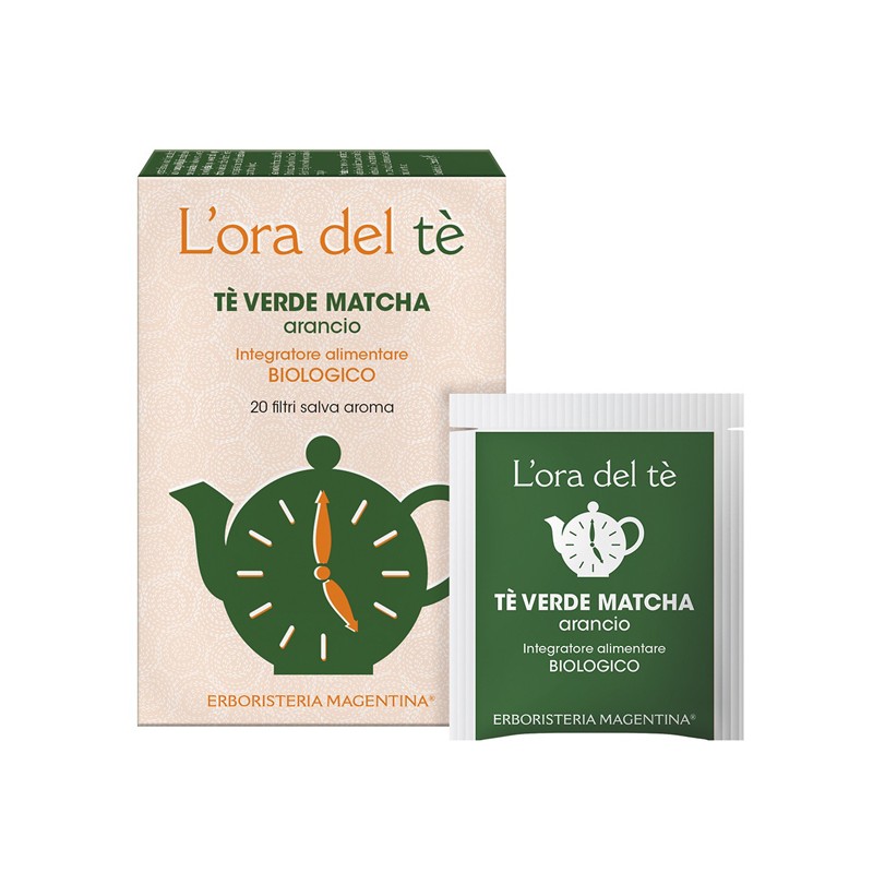 Erboristeria Magentina Te Verde Matcha Arancio Bio Integratore Drenante 20 Filtri Singoli Erboristeria Magentina Te Verde Matcha Arancio Bio Integratore Drenante 20 Filtri Singoli