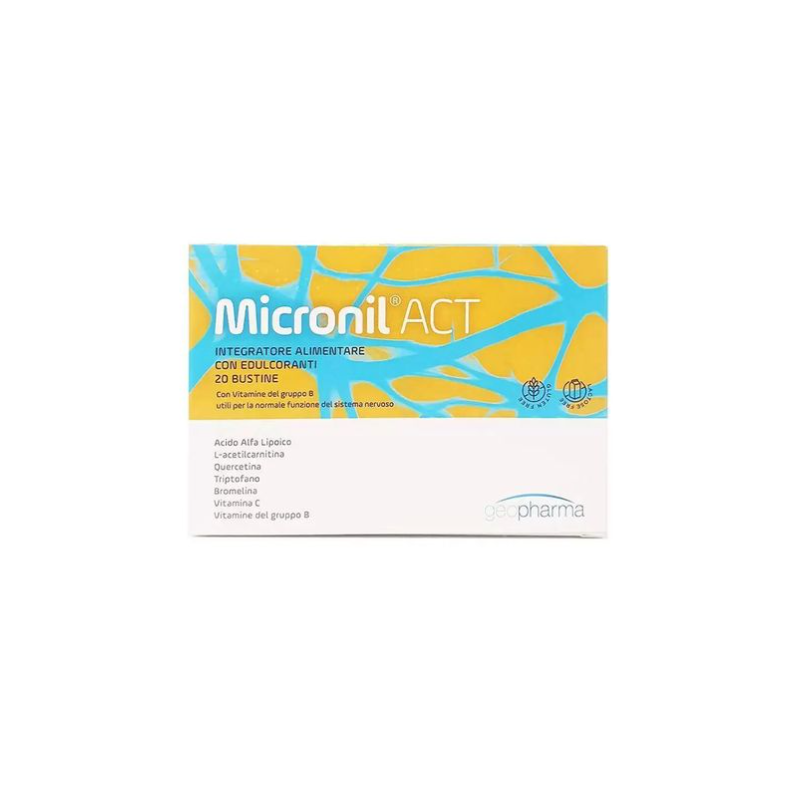 Confezione con Micronil Act Integratore per Sistema Nervoso 14 Bustine Singole
