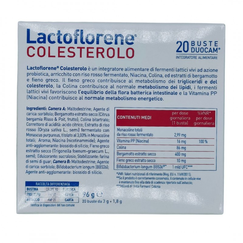 Montefarmaco Lactoflorene Colesterolo Integratore per Colesterolo 20 Bustine Singole
