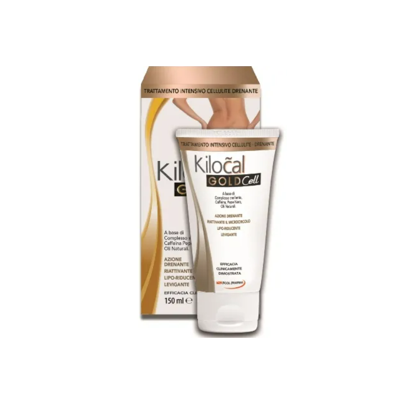 Foto scatola e tubo Kilocal Gold Cell Crema Drenante Anticellulite 150 ml