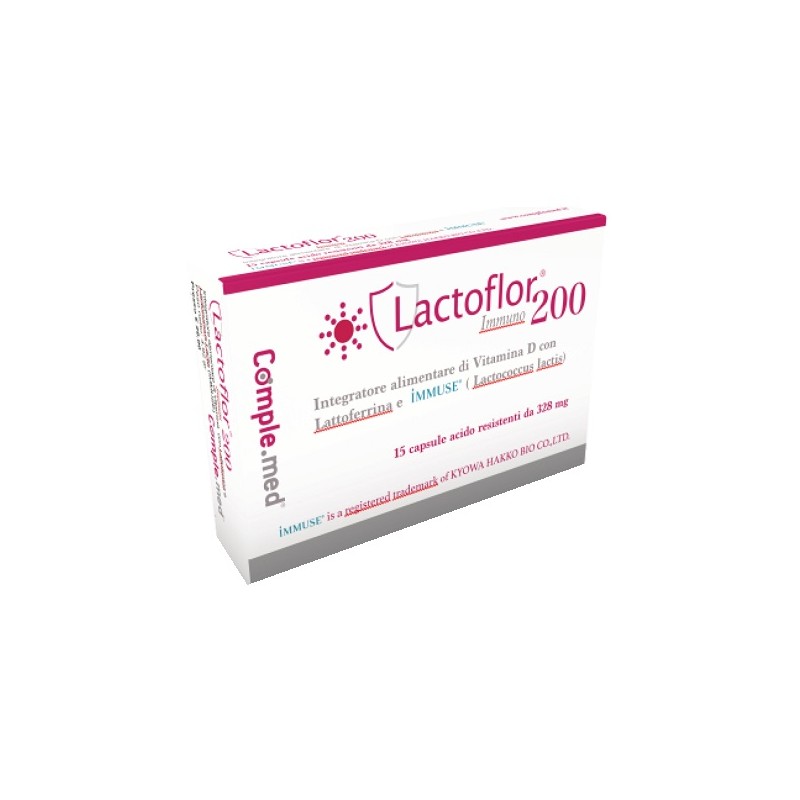 Scatola con Lactoflor Immuno 200 Integratore per Difese Immunitarie 15 Capsule Singole Scatola con Lactoflor Immuno 200 Integratore per Difese Immunitarie 15 Capsule Singole