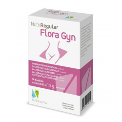 Scatola con NutriRegular Flora Gyn Integratore per Benessere Intimo 14 Bustine Singole Scatola con NutriRegular Flora Gyn Integratore per Benessere Intimo 14 Bustine Singole