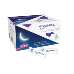 Scatola con Ansierel Night Integratore per Sonno Gusto Frutti di Bosco 30 Bustine Singole