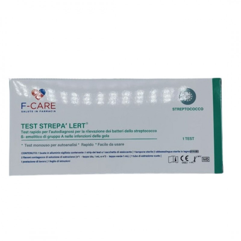 F-Care Strep Alert Test Rapido per Streptococco 1 Pezzo