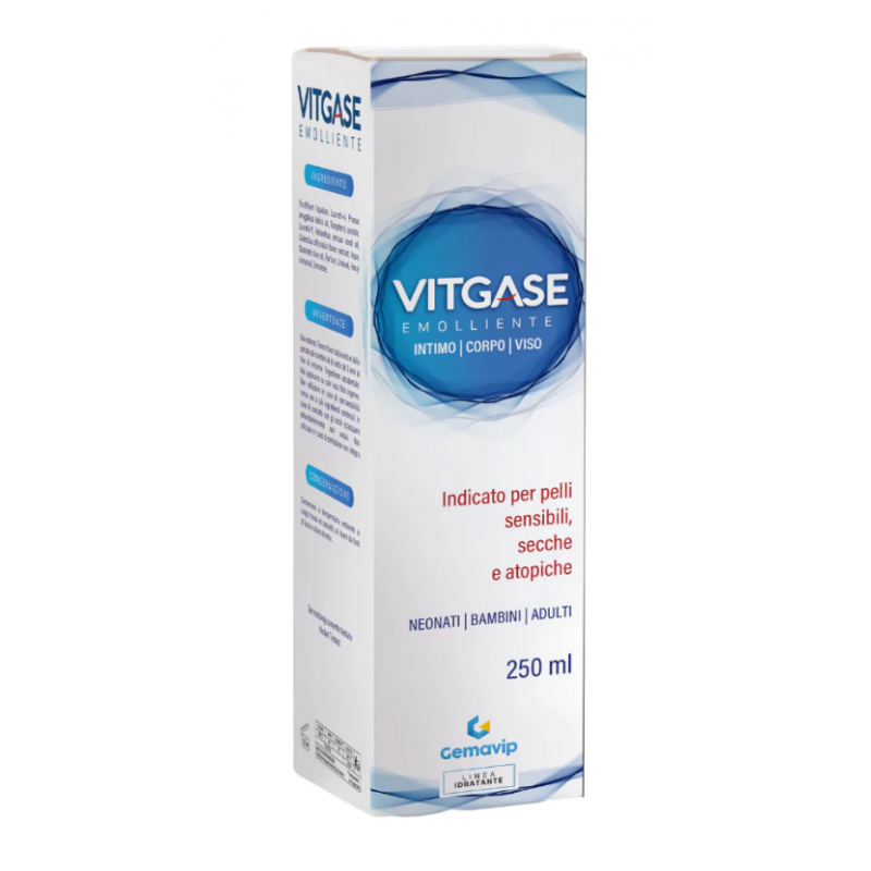 Foto Scatola Vitgase Emolliente Oleoso per Pelli Sensibili 250ml Foto Scatola Vitgase Emolliente Oleoso per Pelli Sensibili 250ml