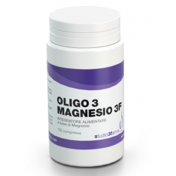 Scatola con Oligo 3 Magnesio 3F Integratore di Magnesio 100 Compresse Singole Scatola con Oligo 3 Magnesio 3F Integratore di Magnesio 100 Compresse Singole