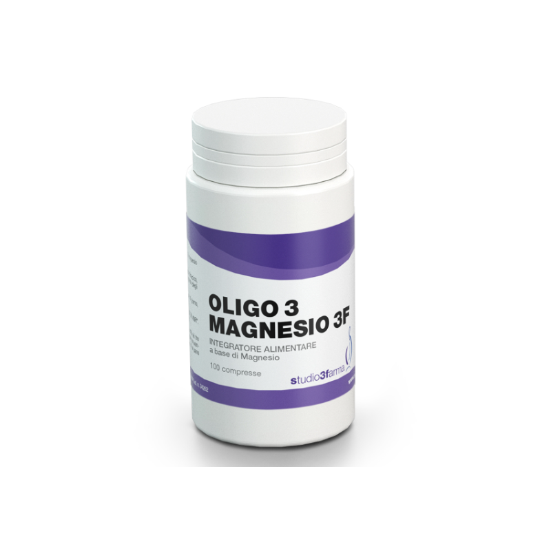 Scatola con Oligo 3 Magnesio 3F Integratore di Magnesio 100 Compresse Singole