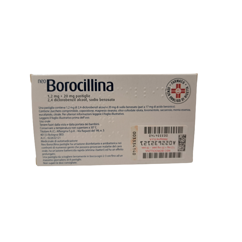 NeoBorocillina 16 Pastiglie 1,2 + 20 mg Gusto Menta per Mal di Gola