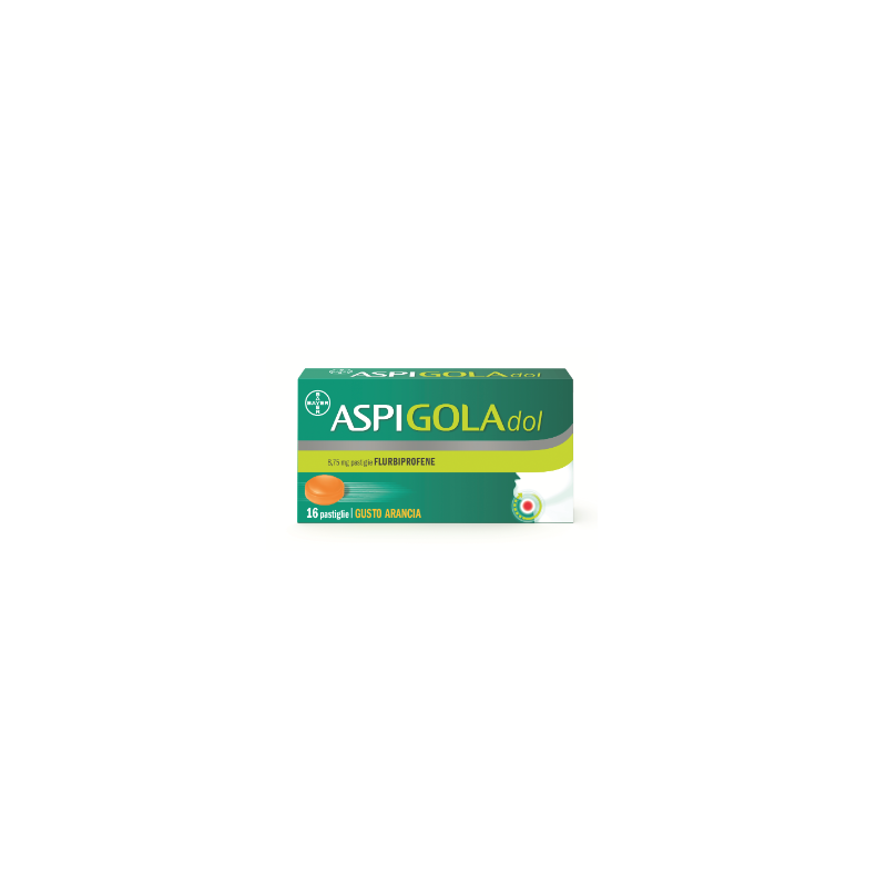 AspiGola Dol Caramelle per Mal di Gola Gusto Arancia 16 Pastiglie