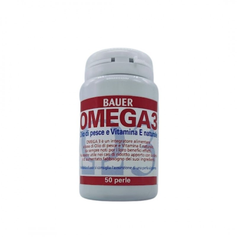 Foto Barattolo Bauer Omega 3 Integratore per Trigliceridi 50 Perle Foto Barattolo Bauer Omega 3 Integratore per Trigliceridi 50 Perle